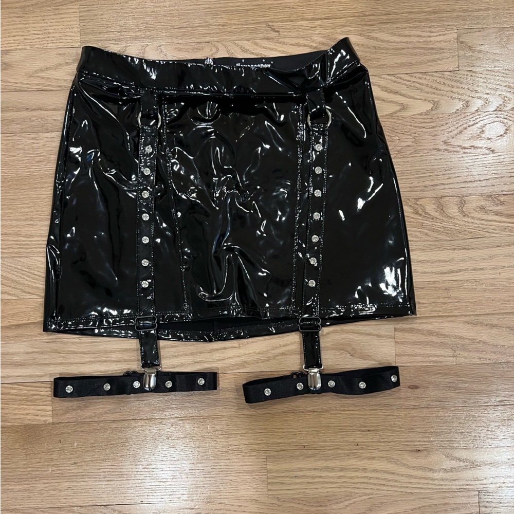 Horoscopez by Dolls Kill Black Patent Leather Skirt